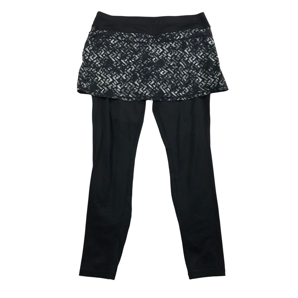 Athleta Womens Black Grey Geometric Skort Leggings 2-in-1 Activewear Large